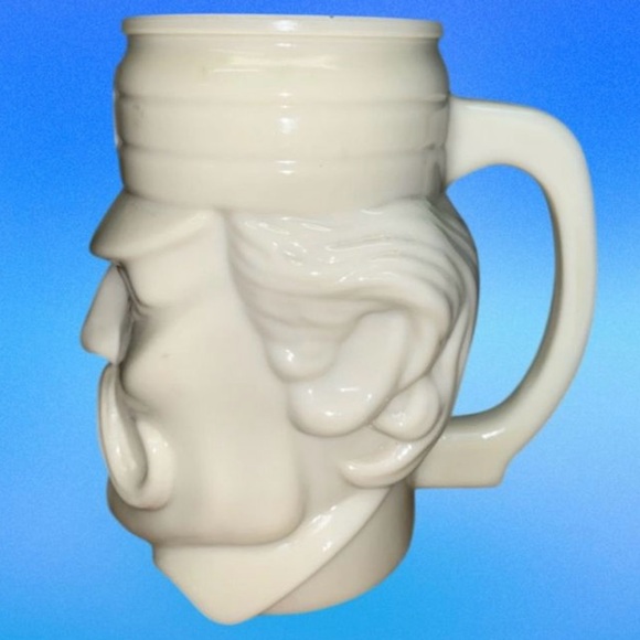 CASEY AT BAT MUSTACHE MAN FACE CUSTARD GLASS AVON VINTAGE‎ MUG CUP - Picture 4 of 6